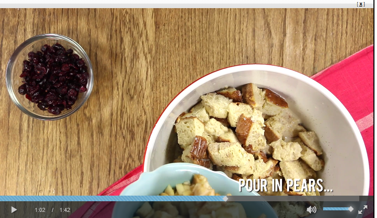 Pear and Cranberry Bread Pudding 