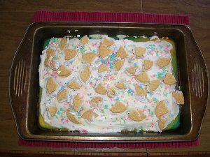 Rainbow Birthday Poke Cake
