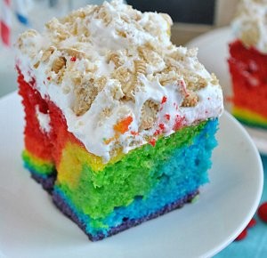 Better than the Pot o' Gold...Rainbow-Poke-Cake