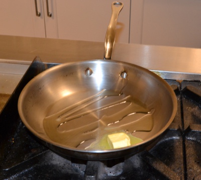 Oil and butter in a skillet