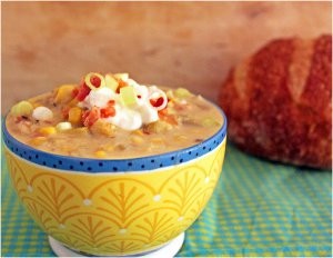 Slow Cooker Summer Squash and Corn Chowder