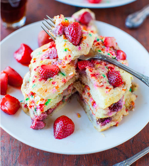 Sprinkles and Strawberry Buttermilk Pancakes