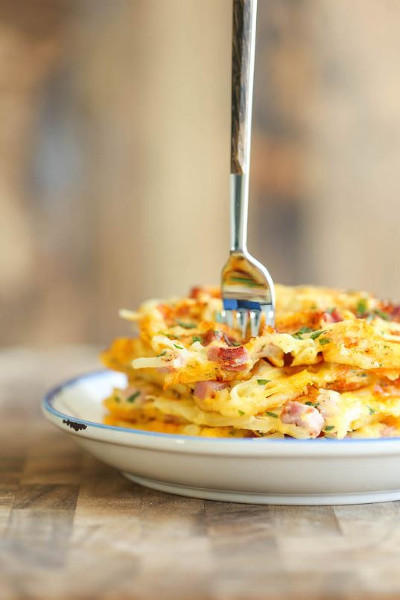 Ham and Cheese Hash Brown Waffles
