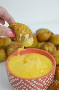 Homemade Pretzel Bites with Cheese Sauce