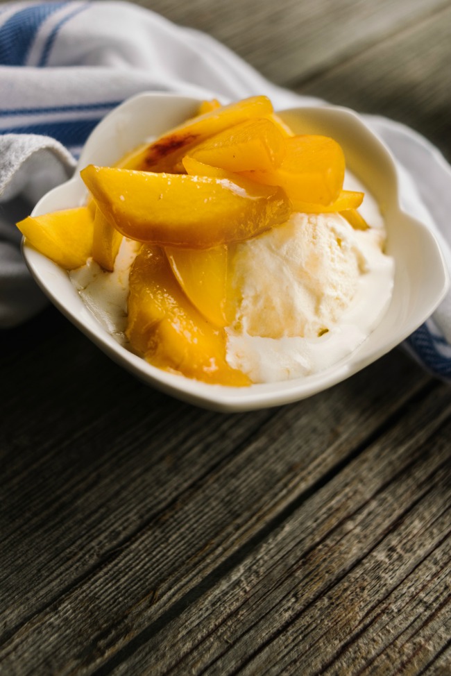 Sauteed Peaches with Ice Cream