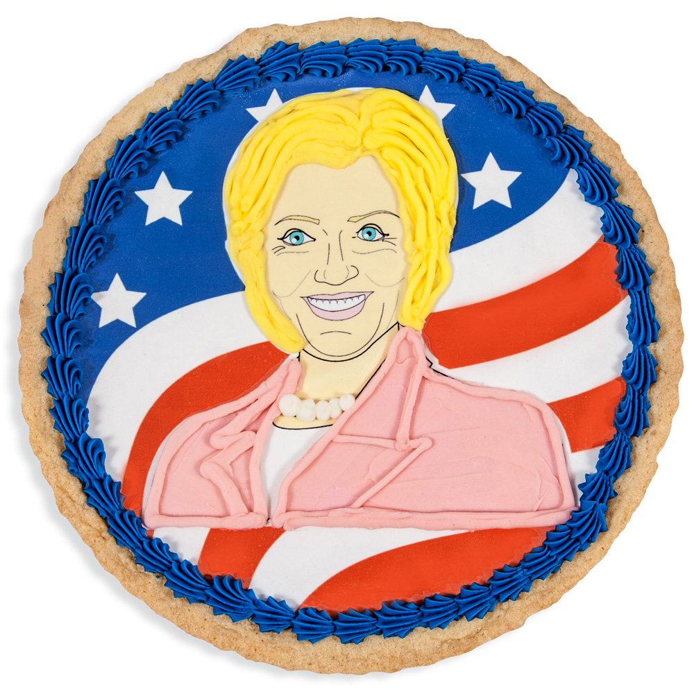 Presidential candidate Hillary Clinton, as a cookie cake